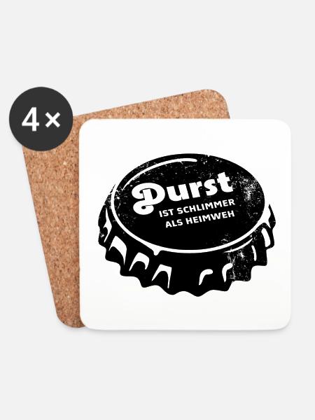 Durst ist schlimmer als Heimweh - Untersetzer (4er-Set) - Weiß