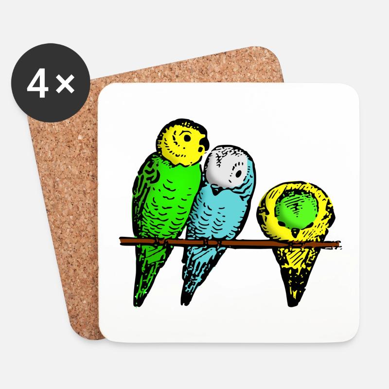 budgies - Coasters (set of 4) - white