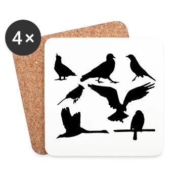 oiseaux - Dessous de verre (lot de 4) - blanc - Devant