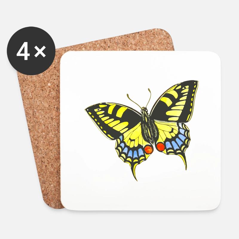 Schmetterling - Untersetzer (4er-Set) - Weiß