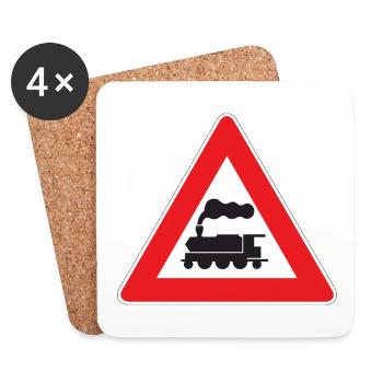 Train Attention - Coasters (set of 4) - white - Front