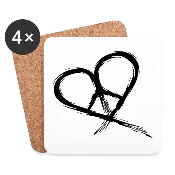 Peace Symbol Hippie Heart Peace Freedom Love - Coasters (set of 4) - white - Front