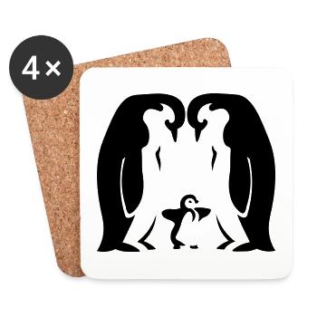 Famille Pingouin / Famille Pingouin - parents - Dessous de verre (lot de 4) - blanc - Devant