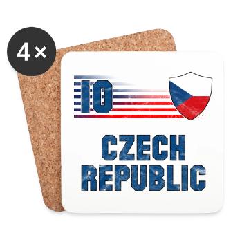 Tschechische Republik Fußball Mannschaft - Untersetzer (4er-Set) - Weiß - Vorne