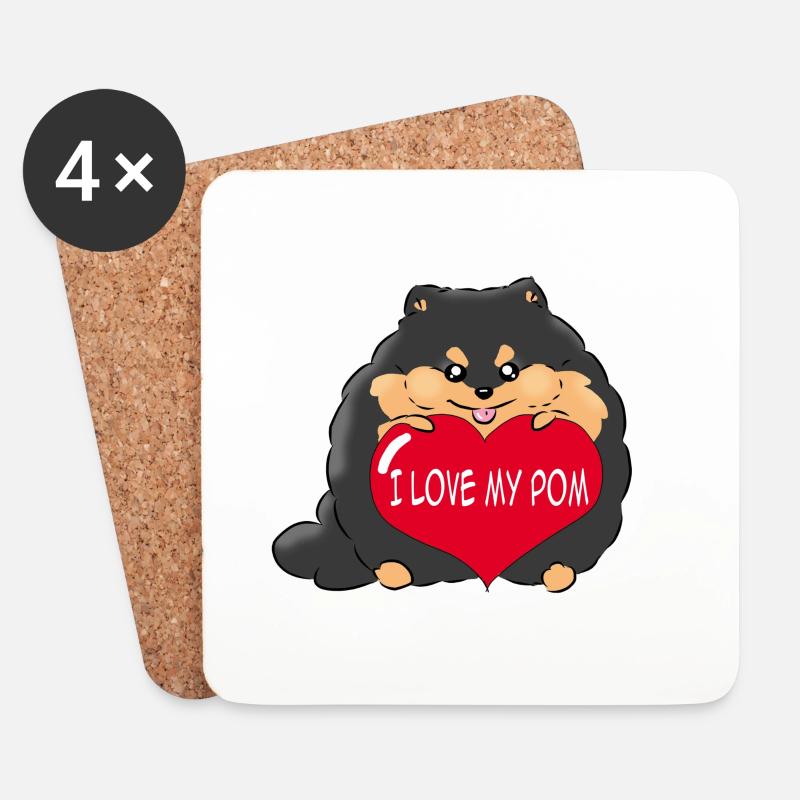 Ich liebe meinen Pom Black Tan - Untersetzer (4er-Set) - Weiß