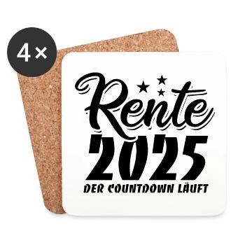 Rente 2025 der Countdown läuft - Ruhestand Pension - Untersetzer (4er-Set) - Weiß - Vorne