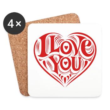 I love You - Valentine' Day - Liebe - Geschenk - Untersetzer (4er-Set) - Weiß - Vorne