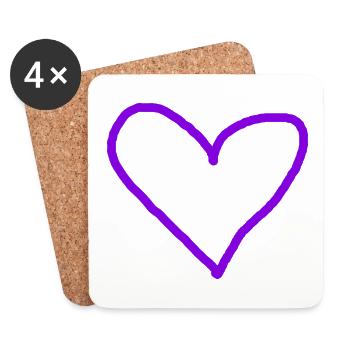 Coeur Violet Idée Cadeau Coeurs Violet - Dessous de verre (lot de 4) - blanc - Devant