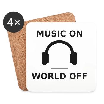 Music on - World off - Coasters (set of 4) - white - Front