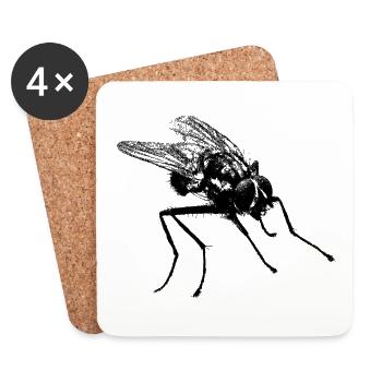 Fliege - Untersetzer (4er-Set) - Weiß - Vorne