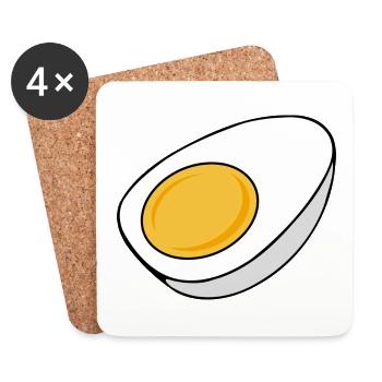 Ei gekocht zur Hälfte geteilt - Untersetzer (4er-Set) - Weiß - Vorne