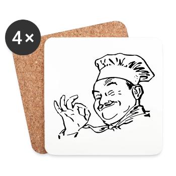Koch Chefkoch Geschenkidee Geschenk - Untersetzer (4er-Set) - Weiß - Vorne