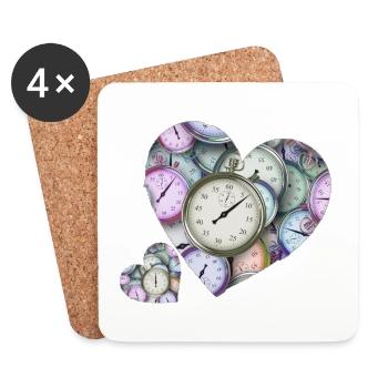Hearts of watches - Coasters (set of 4) - white - Front