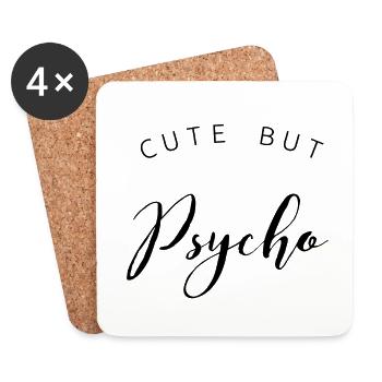 Cute but Psycho Süß aber Irre schwarz - Untersetzer (4er-Set) - Weiß - Vorne