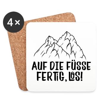 Auf die Füße, Fertig, Los! // Camping Wandern Berg - Untersetzer (4er-Set) - Weiß - Vorne