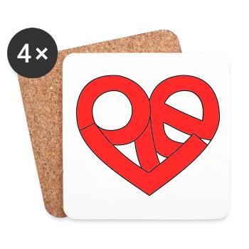Love im Herz - Untersetzer (4er-Set) - Weiß - Vorne