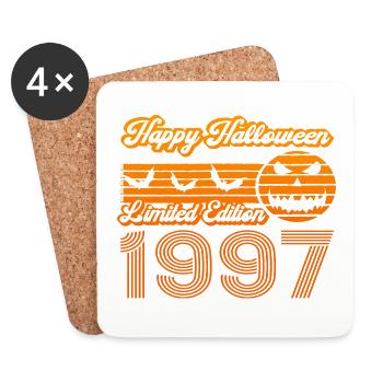 Halloween Pumpkin Birthday Year of Construction 1997 Vintage - Coasters (set of 4) - white - Front