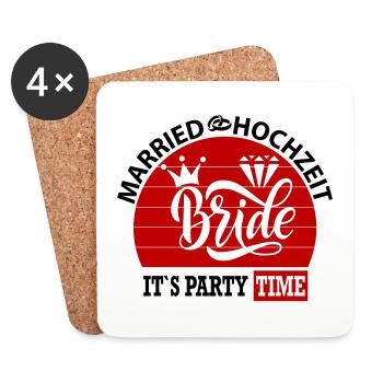 Married Hochzeit Braut Bride Party Time Ring - Untersetzer (4er-Set) - Weiß - Vorne