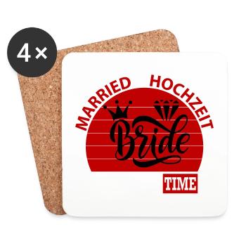 Married Hochzeit Braut Bride Party Time Ring - Untersetzer (4er-Set) - Weiß - Vorne