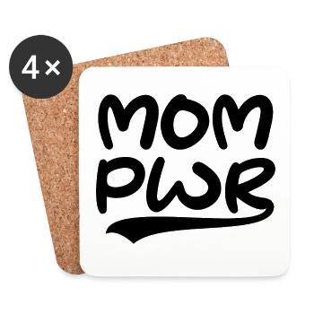 Mom Pwr - Cadeau de fête des mères Mom Power - Dessous de verre (lot de 4) - blanc - Devant