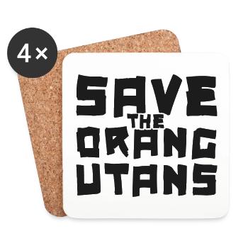Schriftzug Save the Orangutans schwarz - Untersetzer (4er-Set) - Weiß - Vorne