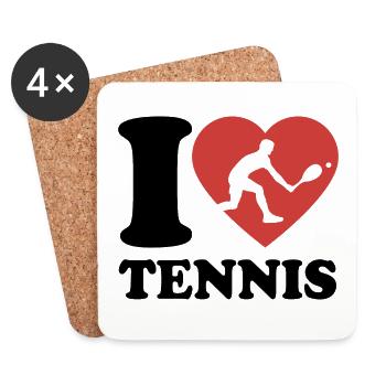 J’aime le tennis Typo - Coeur - Hobby - Dessous de verre (lot de 4) - blanc - Devant