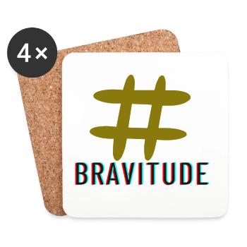 Bravitude hatch tag slogan - Coasters (set of 4) - white - Front