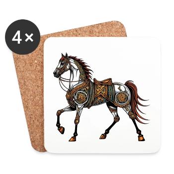 Steampunk-Pferd - Untersetzer (4er-Set) - Weiß - Vorne