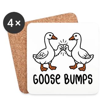 Chair de poule - Oies avec fistbump - Jeu de mots - Dessous de verre (lot de 4) - blanc - Devant