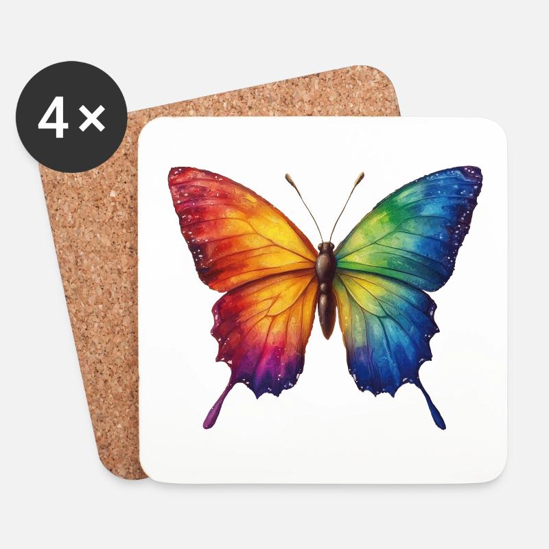 Schmetterling - Untersetzer (4er-Set) - Weiß
