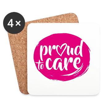 Proud to Care-Design (rund) - Untersetzer (4er-Set) - Weiß - Vorne