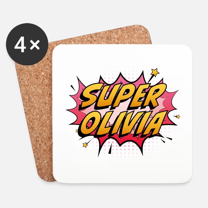 Super Olivia - Untersetzer (4er-Set) - Weiß