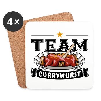 Team Currywurst - Fast Food - Kult - Untersetzer (4er-Set) - Weiß - Vorne