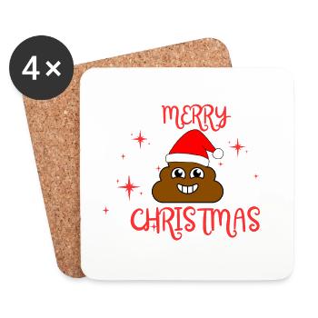 Merry Christmas Fun - Untersetzer (4er-Set) - Weiß - Vorne