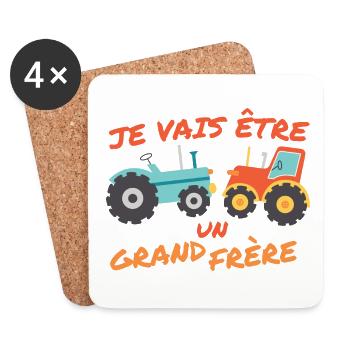 Tracteur Garçons Je Vais Être Un Grand Frère - Dessous de verre (lot de 4) - blanc - Devant