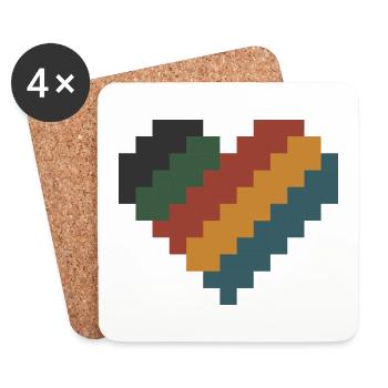 Retro Pixel Heart - Coasters (set of 4) - white - Front