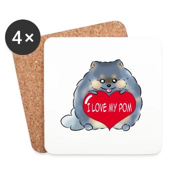 I love my Pom Merle - Coasters (set of 4) - white - Front