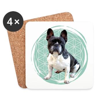 Français Bulldog français bully BULLDOGS - Dessous de verre (lot de 4) - blanc - Devant