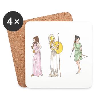 Femmes anciennes - Dessous de verre (lot de 4) - blanc - Devant
