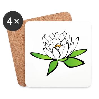 Lotus flower - Coasters (set of 4) - white - Front