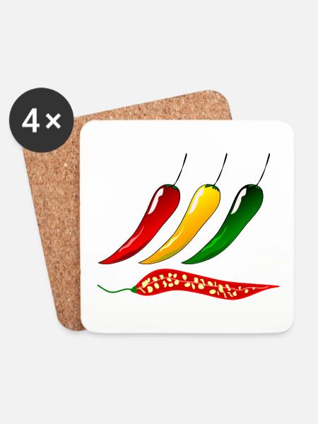 Chillis Peperoni - Untersetzer (4er-Set) - Weiß