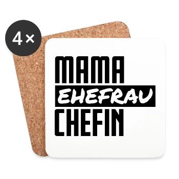Mama Ehefrau Chefin Familie Kinder Mutter Geschenk - Untersetzer (4er-Set) - Weiß - Vorne