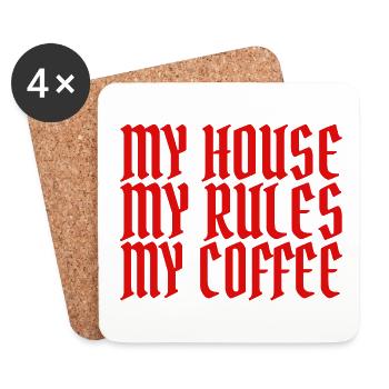 MA MAISON MES RÈGLES MON CAFÉ - Dessous de verre (lot de 4) - blanc - Devant