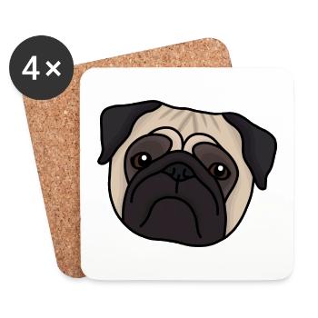 Mops - Untersetzer (4er-Set) - Weiß - Vorne