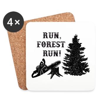 Run forest run forestier idées cadeaux drôle forêt - Dessous de verre (lot de 4) - blanc - Devant