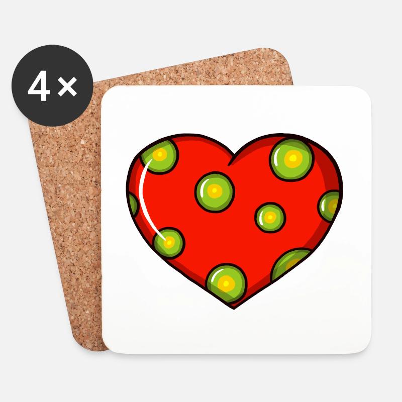 Buntes Herz - Untersetzer (4er-Set) - Weiß
