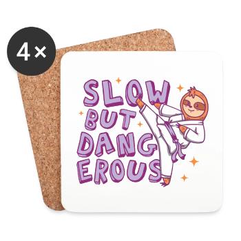 Paresseux de karaté lent mais dangereux - Dessous de verre (lot de 4) - blanc - Devant