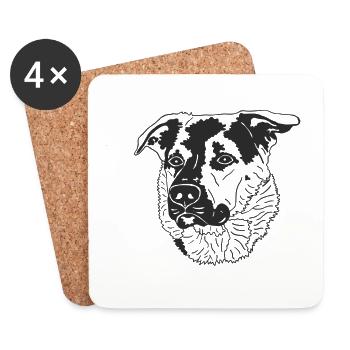 Schäferhund Mix - Untersetzer (4er-Set) - Weiß - Vorne