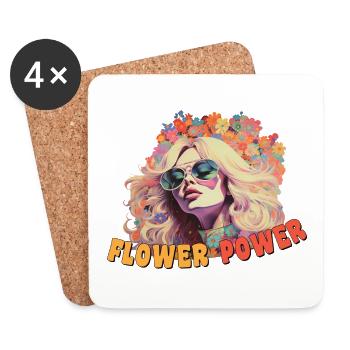 Flower Power - Liebe - Natur - Blumen - Untersetzer (4er-Set) - Weiß - Vorne