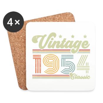 Vintage 1954 Jahrgang Retro Geburtstag Geschenk - Untersetzer (4er-Set) - Weiß - Vorne